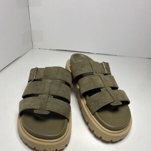Mia Geni Sandals Leather Green Women's Sz 7 Coastal, Cottage Core